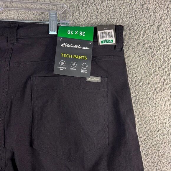 NEW Eddie Bauer Tech Pants Mens 38x30 Black Nylon Stretch Outdoor Stormrepel NWT - Picture 9 of 16